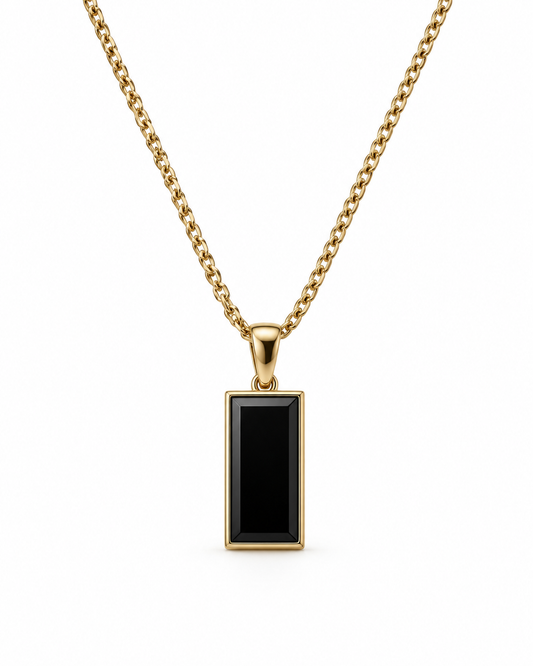 Obsidian Bar Pendant Necklace