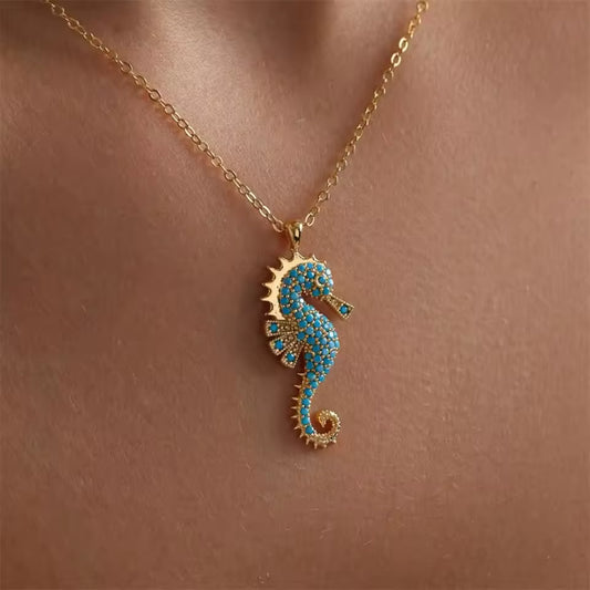 The Seahorse Turquoise Pave Pendant